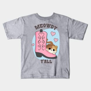 Meowdy Y'all Cat cowgirl design Kids T-Shirt